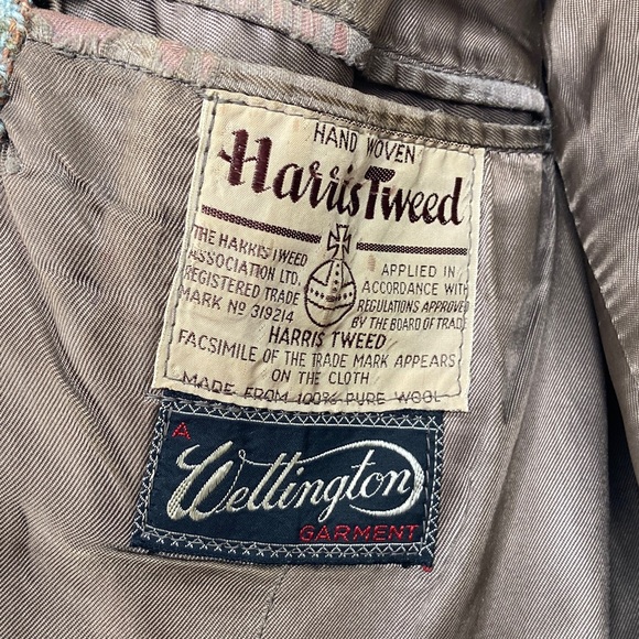 Vintage Harris Tweed Sport Coat Mens 42S Green Brown Houndstooth Wool 60s 70s - Picture 14 of 15